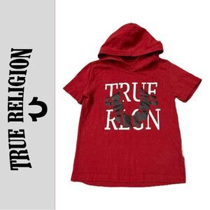 True Religion Boys Short Sleeve Red Logo Hoodie Tee - Size 6‎